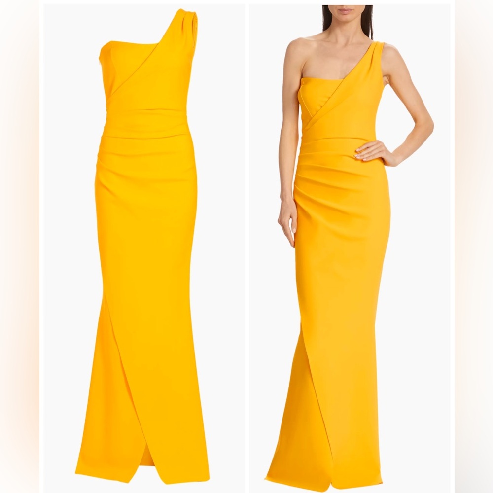 Chiara Boni La Petite Robe Gredel Long One Shoulder Dress Yellow